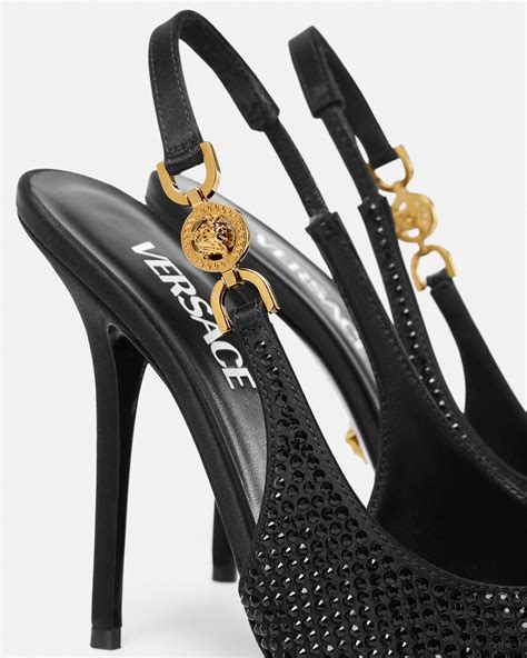 versace crystal slingback.